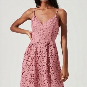 ASTR The Label Dusty Pink Lace A-Line Midi Dress